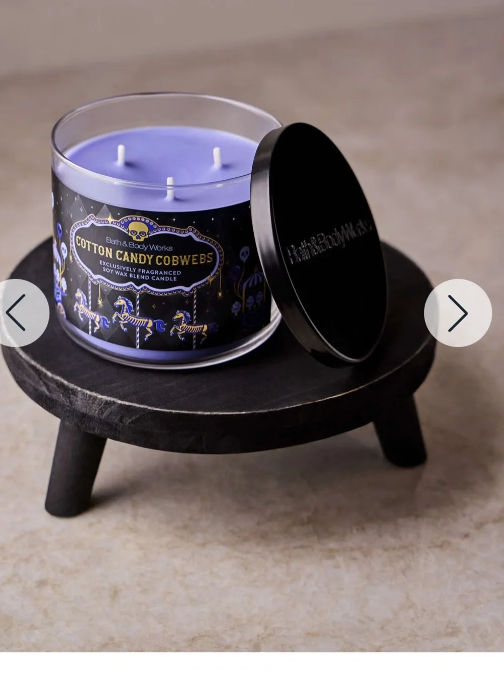🎃 BBW Cotton Candy Cobwebs 3-Wick Candle NEW